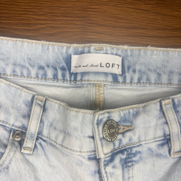 LOFT High Waist Kick Crop Distressed Hem Jeans - Picture 3 of 8
